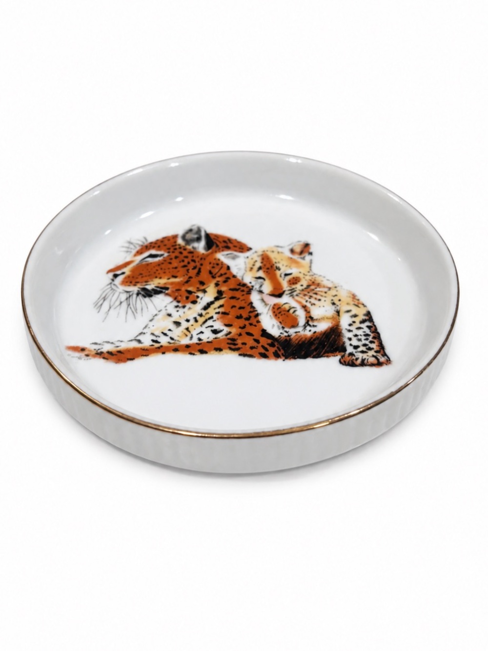 Vintage Enesco Cuddling Leopards Ceramic Trinket Dish by Hans Paul Luetcke